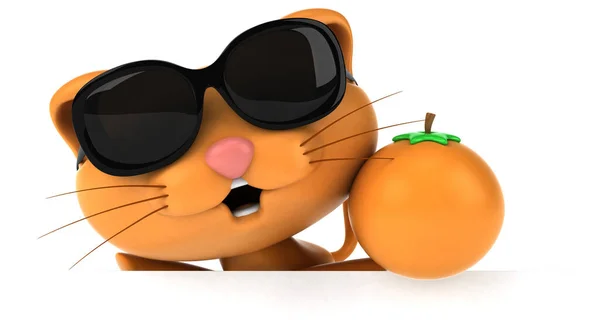 Rolig Katt Med Orange Illustration — Stockfoto