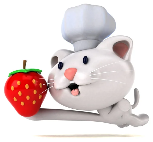 Fun Cat Strawberry Illustration — Stock Photo, Image