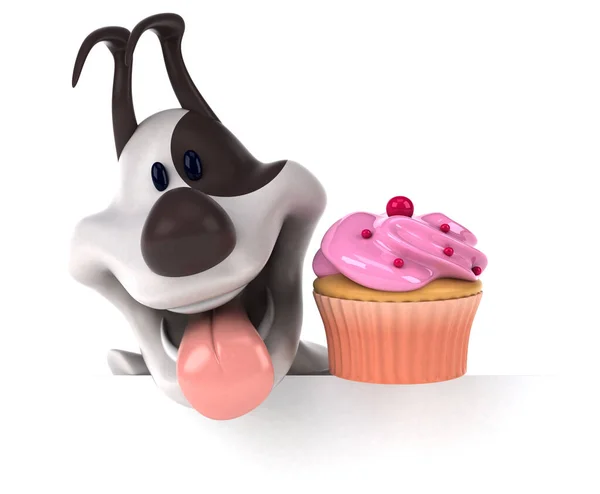 Leuke Hond Met Cupcake Illustratie — Stockfoto