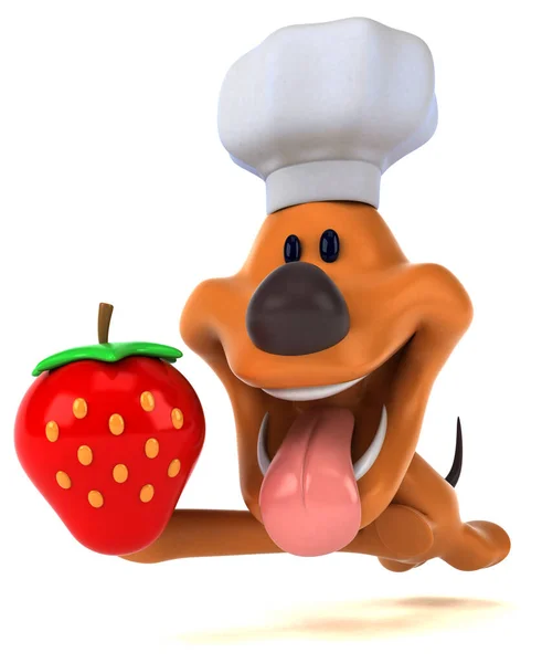 Spaßhund Mit Erdbeere Illustration — Stockfoto