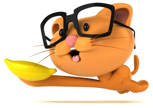 Fun Cat Banana Illustration — Stock Photo, Image