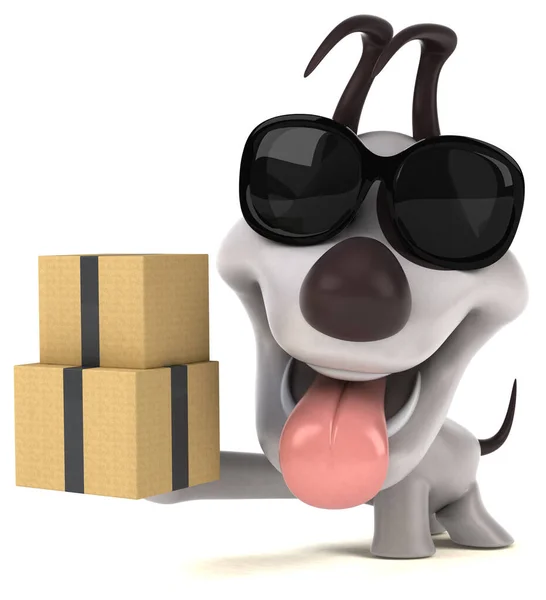 Fun Dog Mit Boxen Illustration — Stockfoto