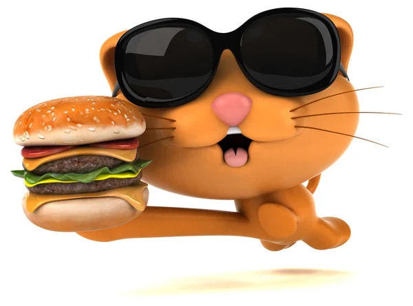 Fun Cat Hamburger Ilustrace — Stock fotografie