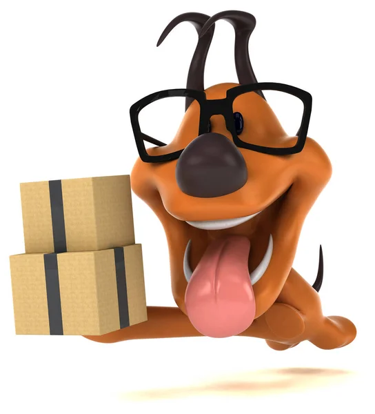 Весела Собака Коробками Ілюстрація — стокове фото