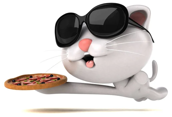 Веселая Кошка Пиццей Принтер — стоковое фото