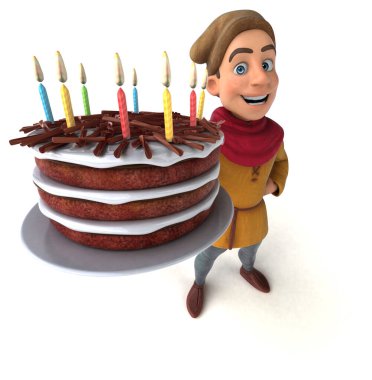 Ortaçağ tarihi bir karakterin kekli 3D görüntüsü 