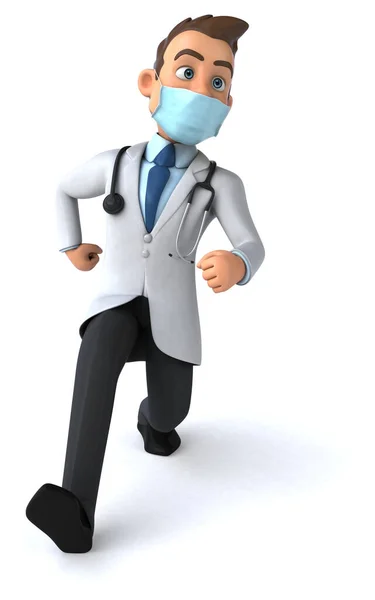 一个带面具的卡通人物医生的3D图像 — 图库照片