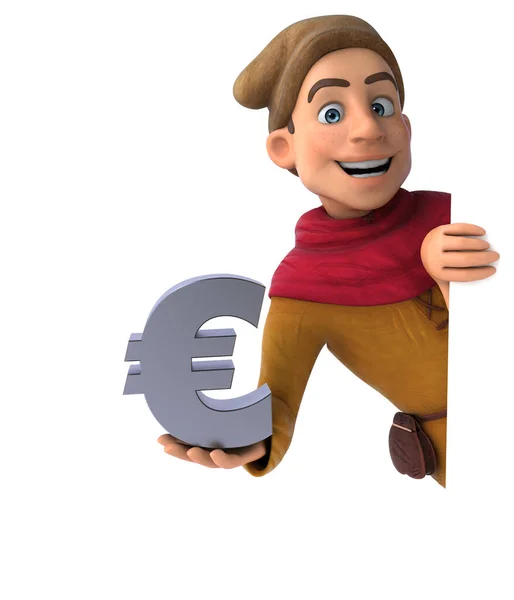 Illustration Einer Mittelalterlichen Historischen Figur Mit Euro — Stockfoto