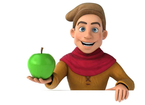 Illustration Einer Mittelalterlichen Historischen Figur Mit Apfel — Stockfoto