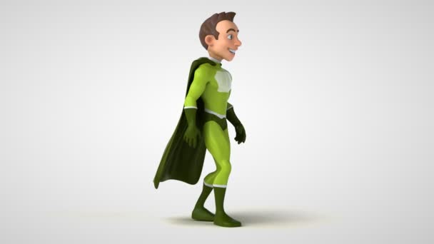 Animacja Postaci Kreskówki Superhero Walking — Wideo stockowe