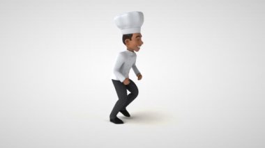 Eğlenceli şef karakteri çalışıyor - 3 boyutlu animasyon 