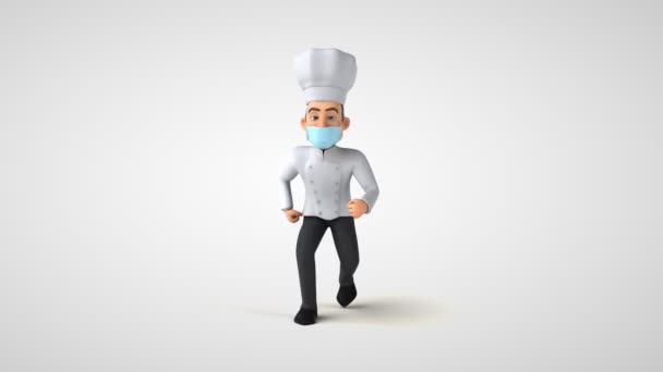 Animation Cartoon Character Chef Mask Running — Stock Video
