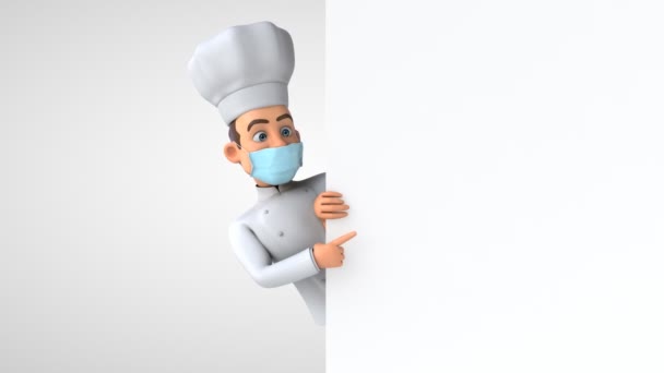 Animation Cartoon Character Chef Mask Card — Stock Video