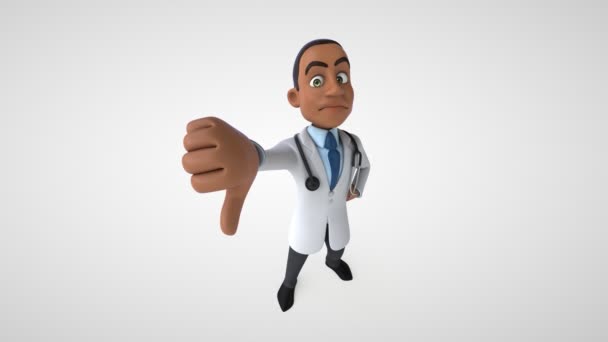 Animación Del Personaje Dibujos Animados Médico Con Pulgar Hacia Abajo — Vídeos de Stock