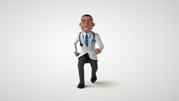 医師の漫画のキャラクターの3Dアニメーションが実行中 — ストック動画