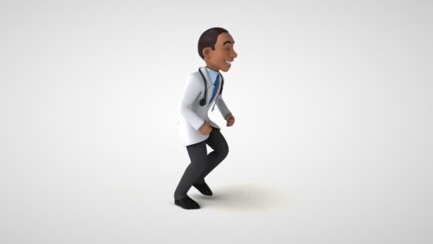 医生卡通人物跑步的3D动画 — 图库视频影像
