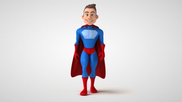 Çizgi Film Karakteri Süper Kahraman Yürüyüşünün Boyutlu Animasyonu — Stok video