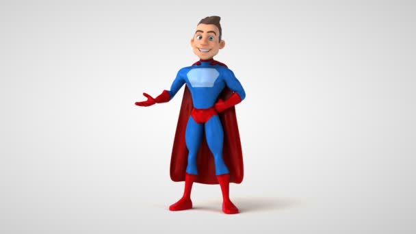 Анімація Мультиплікаційного Персонажа Супергероя — стокове відео
