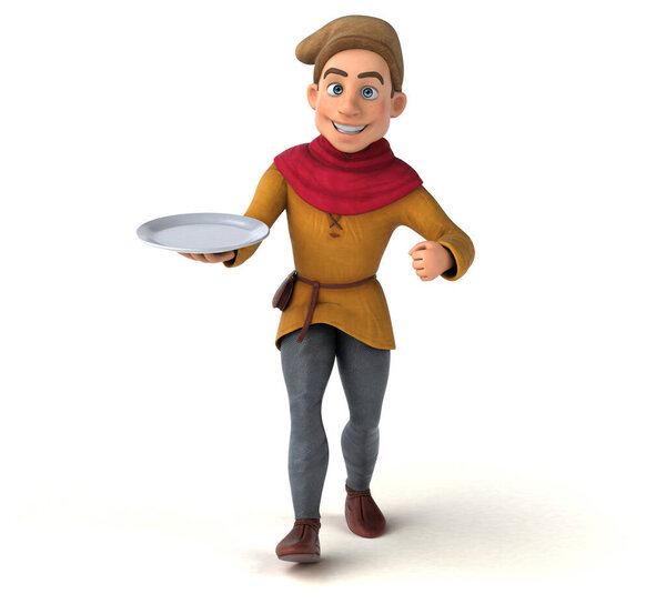 3D Illustration of a medieval historical character with plate