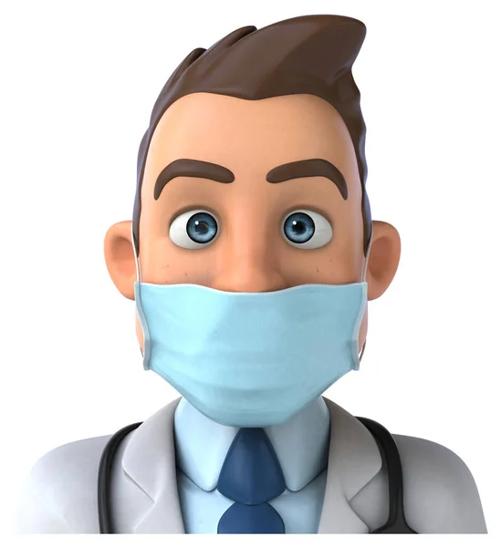Ilustración Médico Personaje Dibujos Animados Con Una Máscara — Foto de Stock