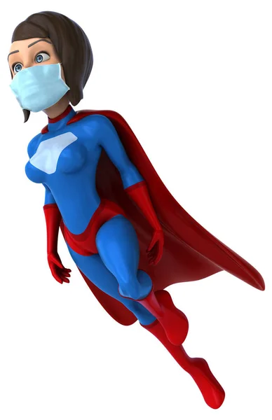 带着面具的超级英雄女人的3D图像 — 图库照片