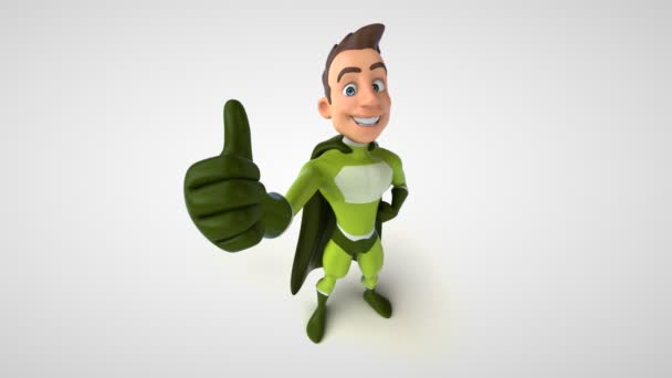 Animação Super Herói Personagem Desenho Animado Com Polegar Para Cima — Vídeo de Stock