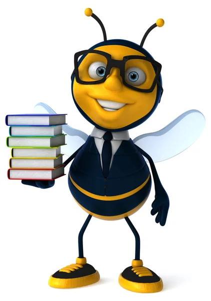 Иллюстрация Деловой Пчелы Книгами — стоковое фото