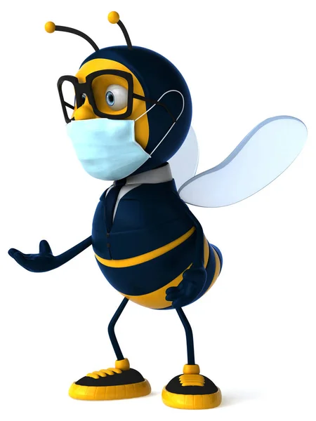 一个戴着面具的卡通蜜蜂商人的3D图像 — 图库照片