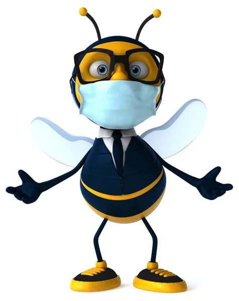 Иллюстрация Мультяшной Пчелы Маской — стоковое фото