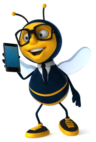 Ilustración Una Abeja Negocios Con Smartphone — Foto de Stock