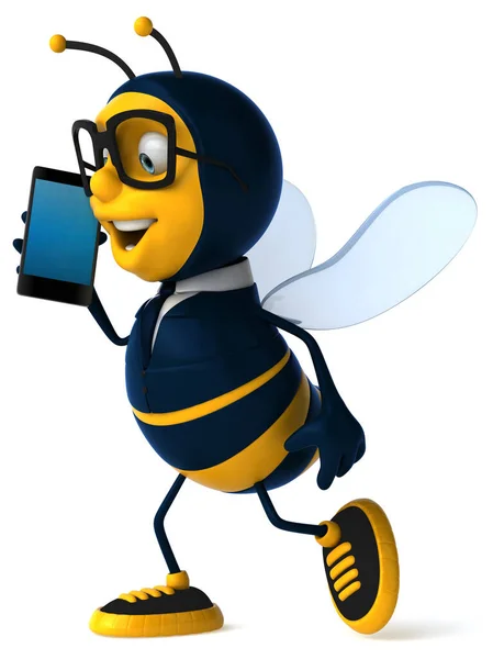 Illustration Une Abeille Affaires Avec Smartphone — Photo