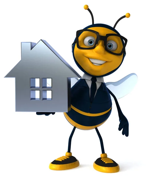 Ilustrasi Dari Lebah Bisnis Dengan Rumah — Stok Foto