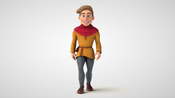 Animation 3D d'un personnage historique médiéval marchant 