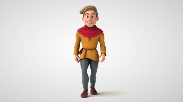 Animation Medieval Historical Character Walking — Stock Video