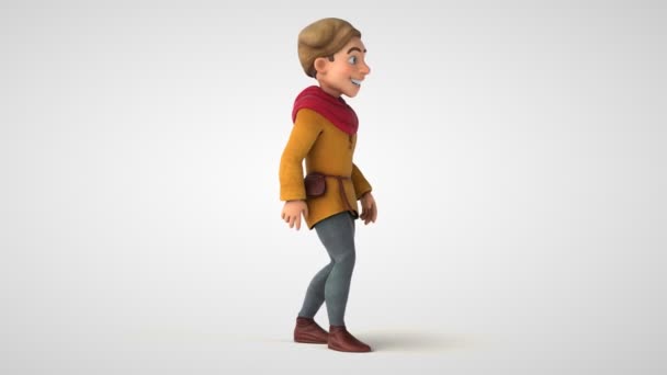 Animation Medieval Historical Character Walking — Stock Video