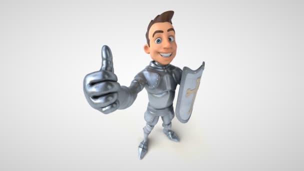 親指アップで楽しい漫画のキャラクターナイト 3Dアニメーション — ストック動画