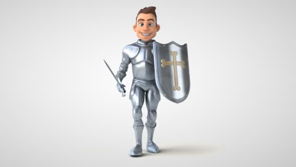 Divertido Personagem Desenho Animado Cavaleiro Andando Animação — Vídeo de Stock