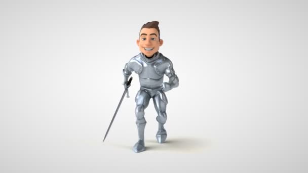 Chevalier personnage de dessin animé amusant en cours d'exécution - animation 3D  