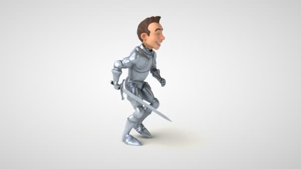 Chevalier personnage de dessin animé amusant en cours d'exécution - animation 3D  