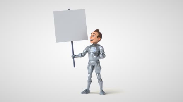 Cavaleiro Divertido Personagem Desenho Animado Com Cartão Animação — Vídeo de Stock
