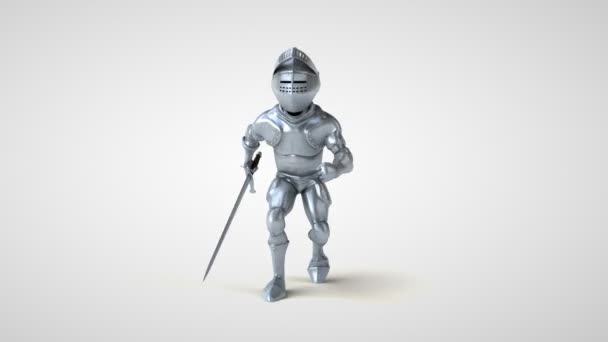 Chevalier personnage de dessin animé amusant en cours d'exécution - animation 3D  