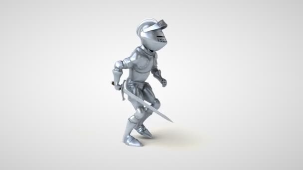 Chevalier personnage de dessin animé amusant en cours d'exécution - animation 3D  