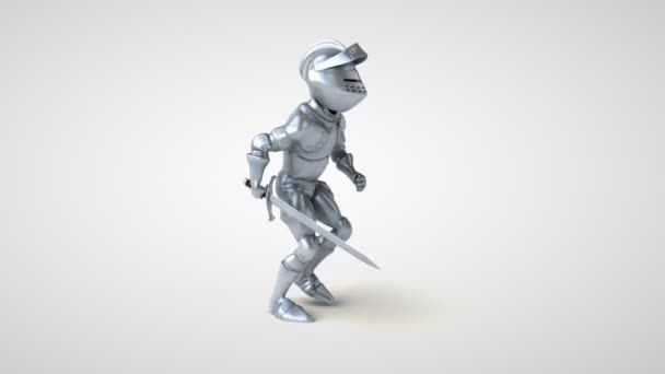 Fun Cartoon Character Knight Running Animation — Stock Video