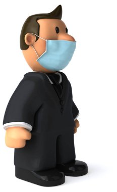 Maskeli bir karikatür işadamının 3 boyutlu görüntüsü