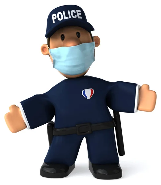 Illustration Cartoon Policeman Mask — Stock Photo, Image