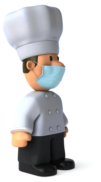 一个带面具的卡通人物厨师的3D图像 — 图库照片