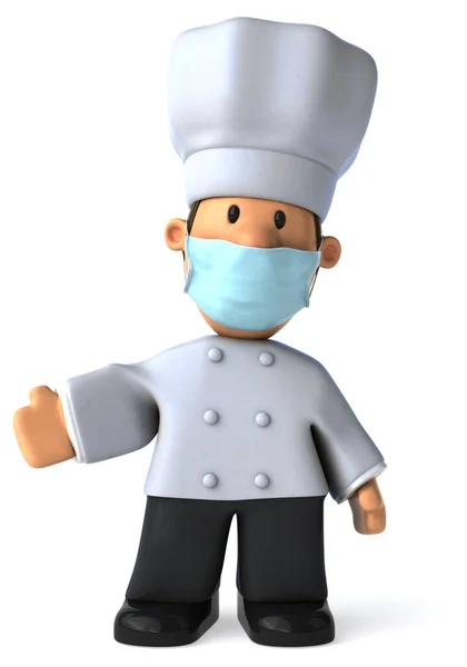 Illustratie Van Een Tekenfilmfiguur Chef Met Masker — Stockfoto