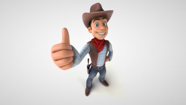 Vaquero Divertido Con Pulgar Hacia Arriba Animación — Vídeos de Stock