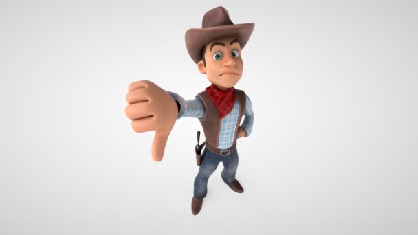 Fun Cowboy Polegar Para Baixo Animação — Vídeo de Stock