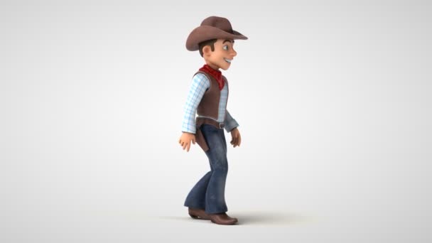 Rolig Cowboy Promenader Animation — Stockvideo